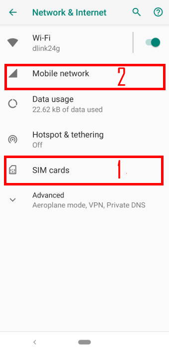 Moto E6 settings: network & internet