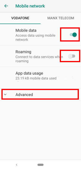 Manage mobile network features for the two SIM cards