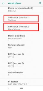 check SIM card status on Moto E6 (E6 Plus, E6 Play, or E6s 2020)